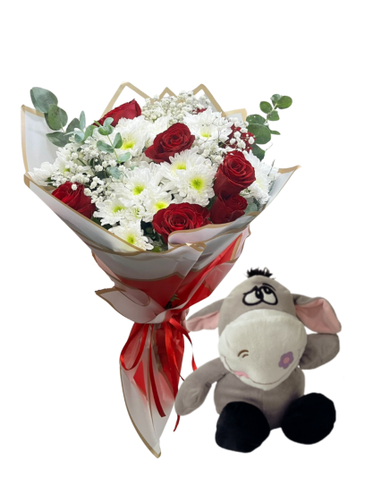 Papatya Buketi Ve Peluş Eşek