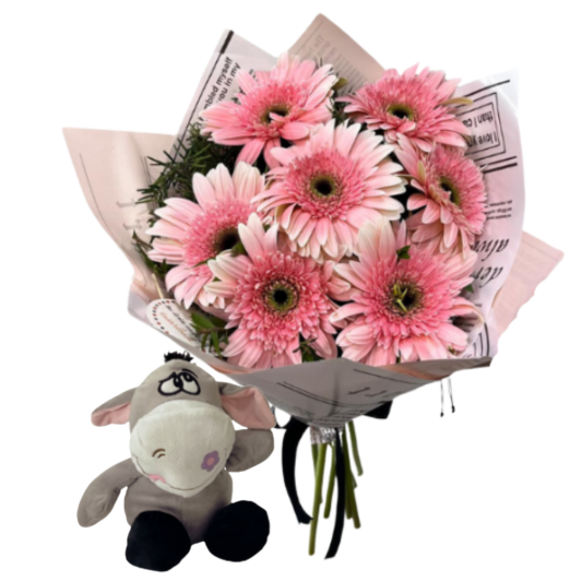 Peluş Eşeğin Gerberası