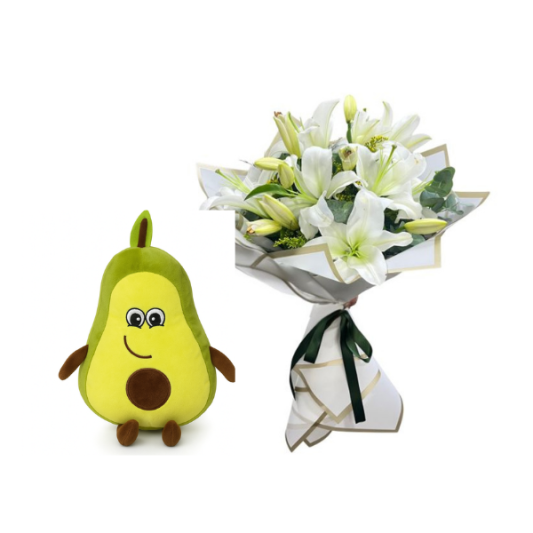 Lilyum Buketi Ve Peluş Avakado