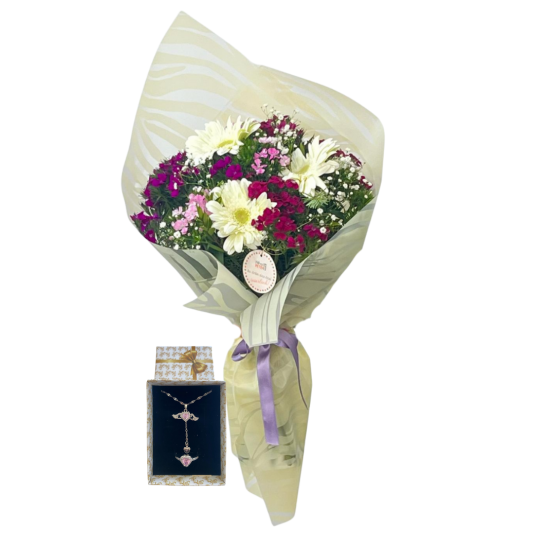 Naif Beyaz Gerbera Buketi