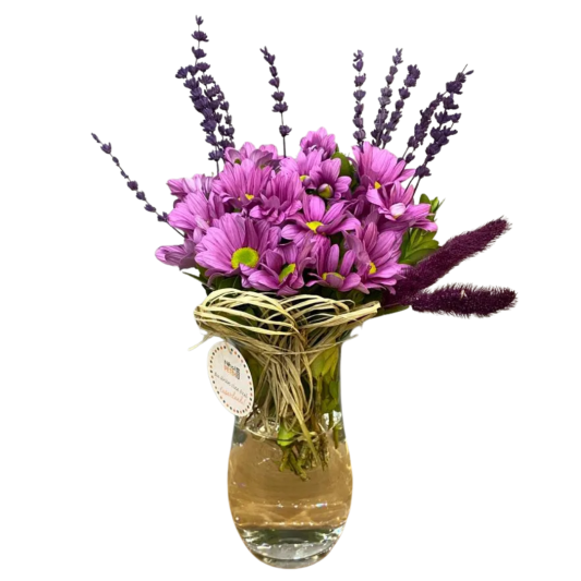 Cam Vazoda Pembe Papatya Aranjmanı