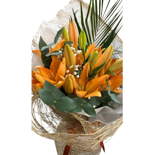 Turuncu Işıltılı Premium Buket