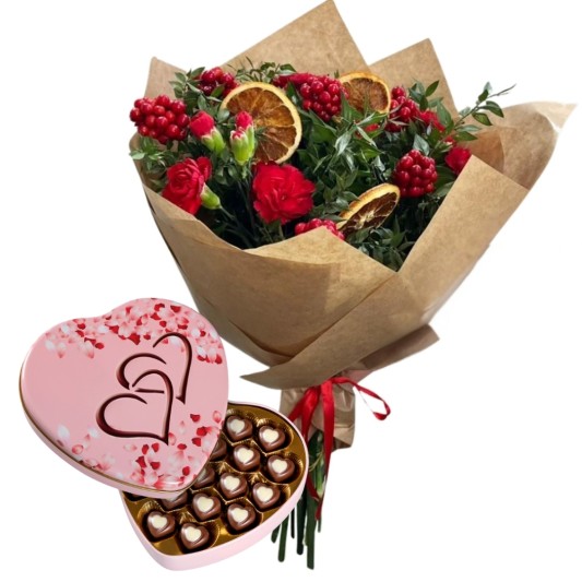 Kırmızı Tatlı Çiçek Kombini