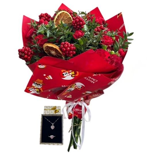 Yılbaşı Kırmızı Tasarım Buketi