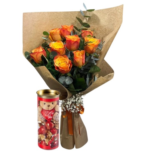 Turuncu Güllerin Tatlı Sunumu