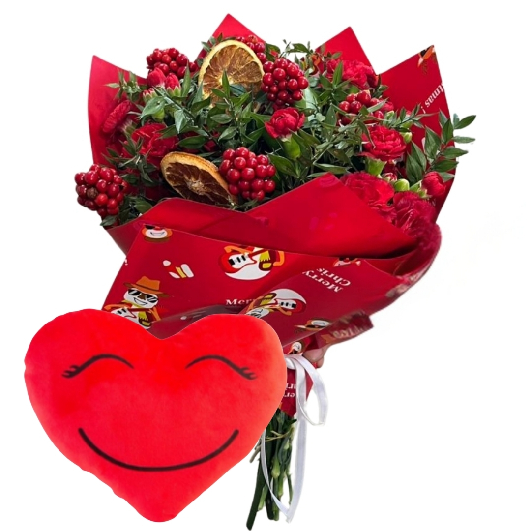 Kırmızı Kokina Kalp Yastığı