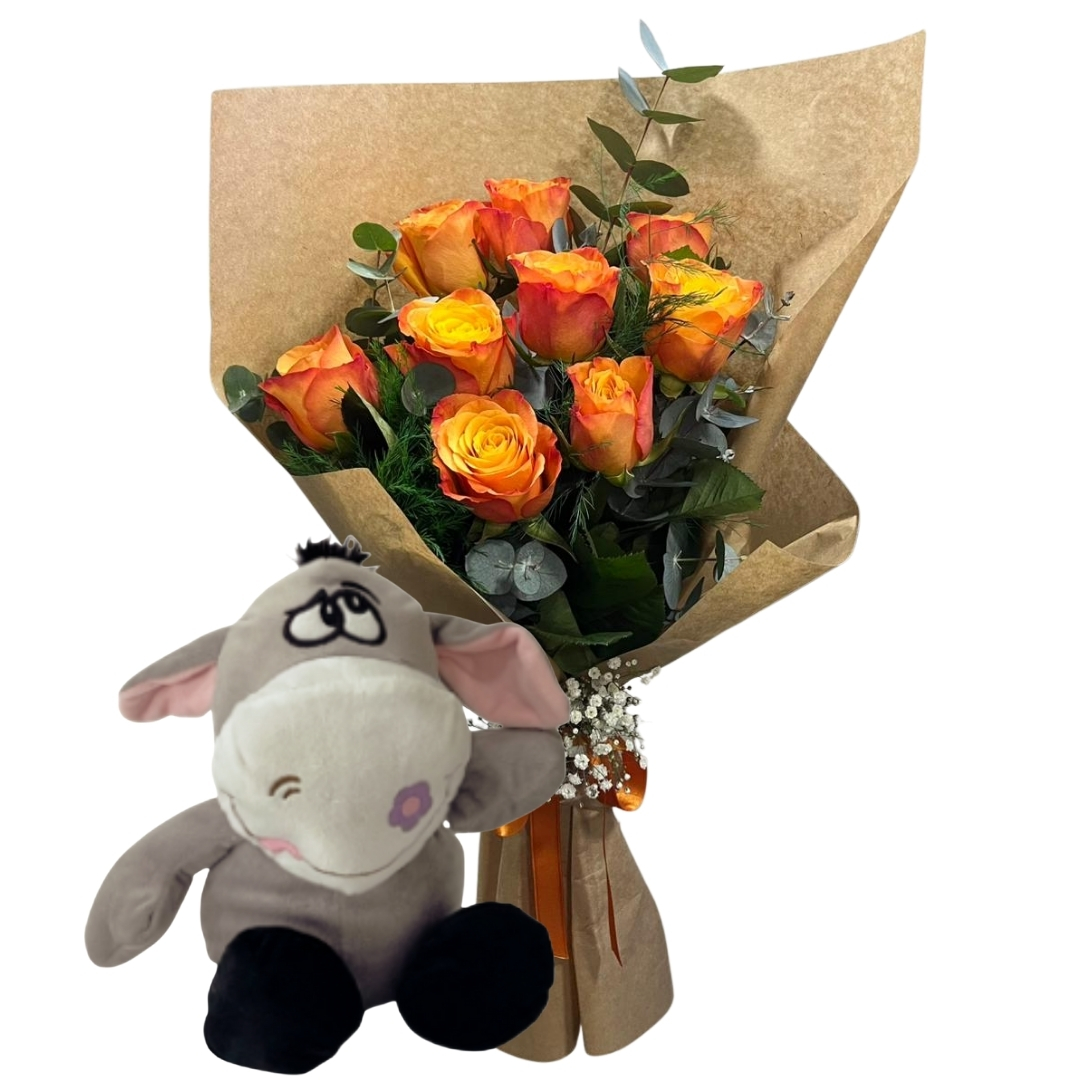 Peluş Eşeğin Turuncu Gülü