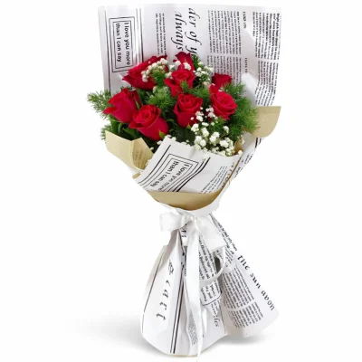 9 Kırmızı Gül Buketi