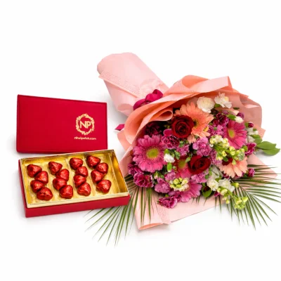 Kalpten Tatlı Sürpriz Çiçek & Çikolata Seti