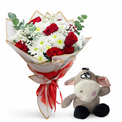 Papatya Buketi Ve Peluş Eşek