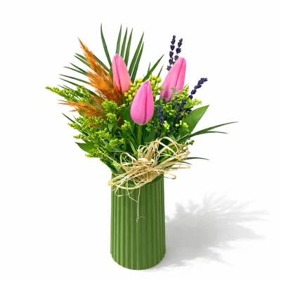 Pembe Lale Doğal Zarafet Aranjmanı