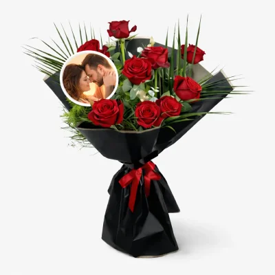 Aşk Pankartlı Kırmızı Gül Buketi