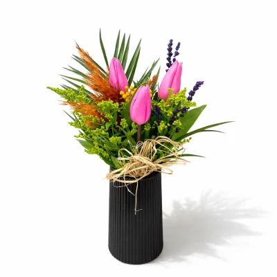 Pembe Lale Lavanta Şıklığı Aranjmanı