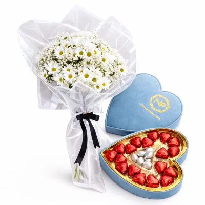 Mavi VIP Kalp & Papatya