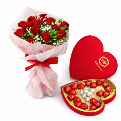 Aşkın Kalbi Gül & Çikolata Seti