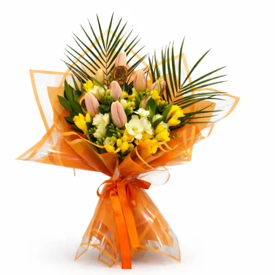 Turuncu Bahar Lale Buketi