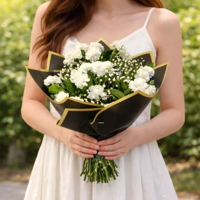 Saf Aşk Beyaz Karanfil Buketi