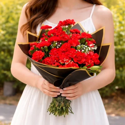 Aşkın Ateşi Kırmızı Karanfil Buketi
