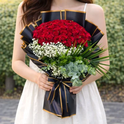 50 Kırmızı Gül Buketi