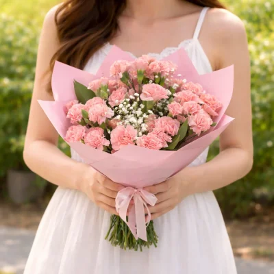 Pembe Zarafet Karanfil Buketi