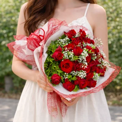 Aşk Dolu 25 Kırmızı Gül Buketi