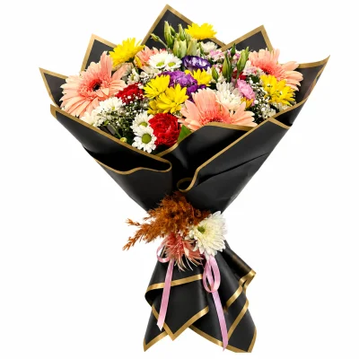 Gece Işıltısı Renkli Gerbera Buketi