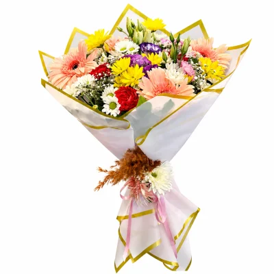 Yaz Neşesi Renkli Gerbera Buketi